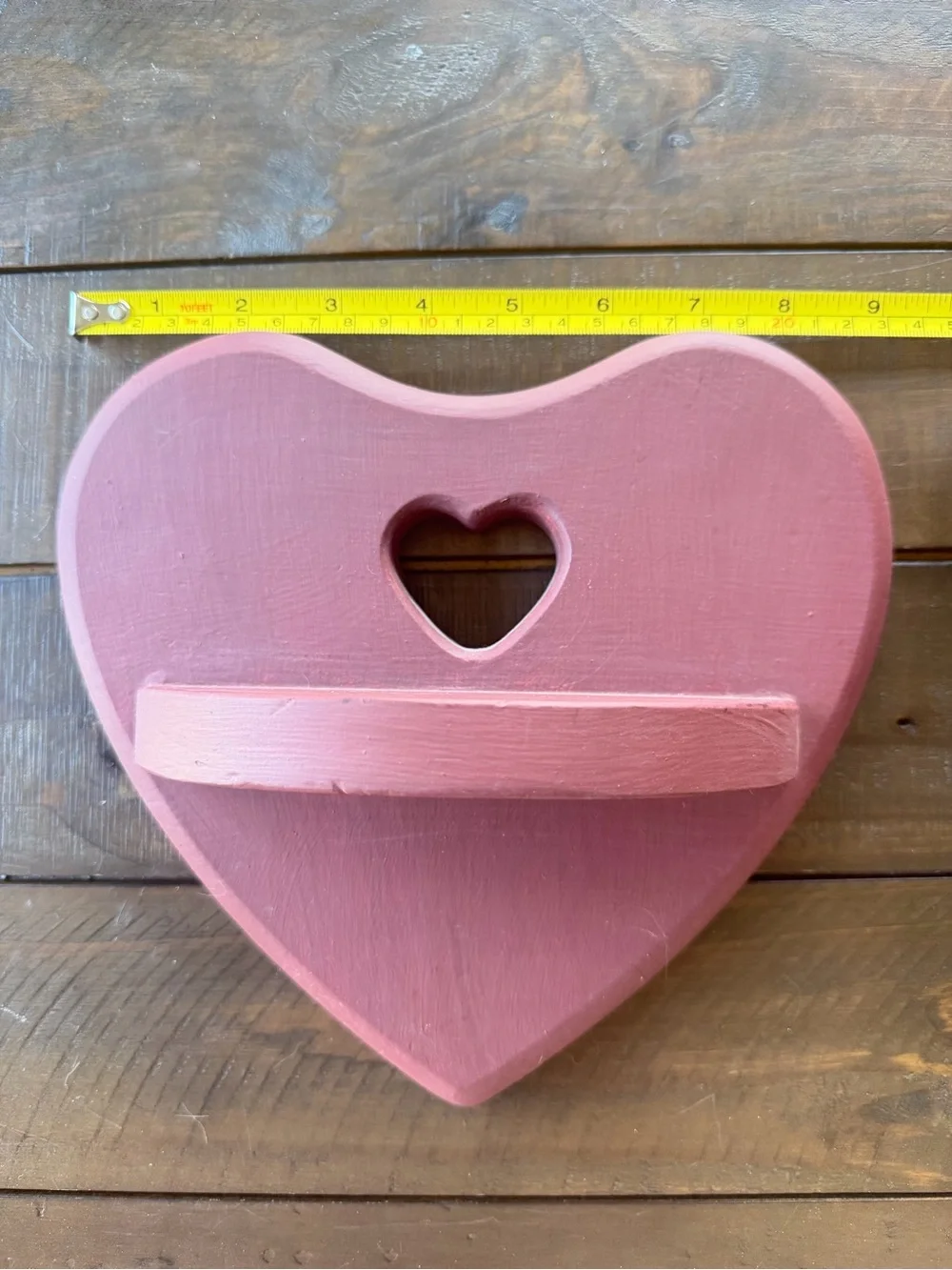 Rustic Heart Wall Shelf Farmhouse Decor Wood Cottage Shabby Chic Cottagecore